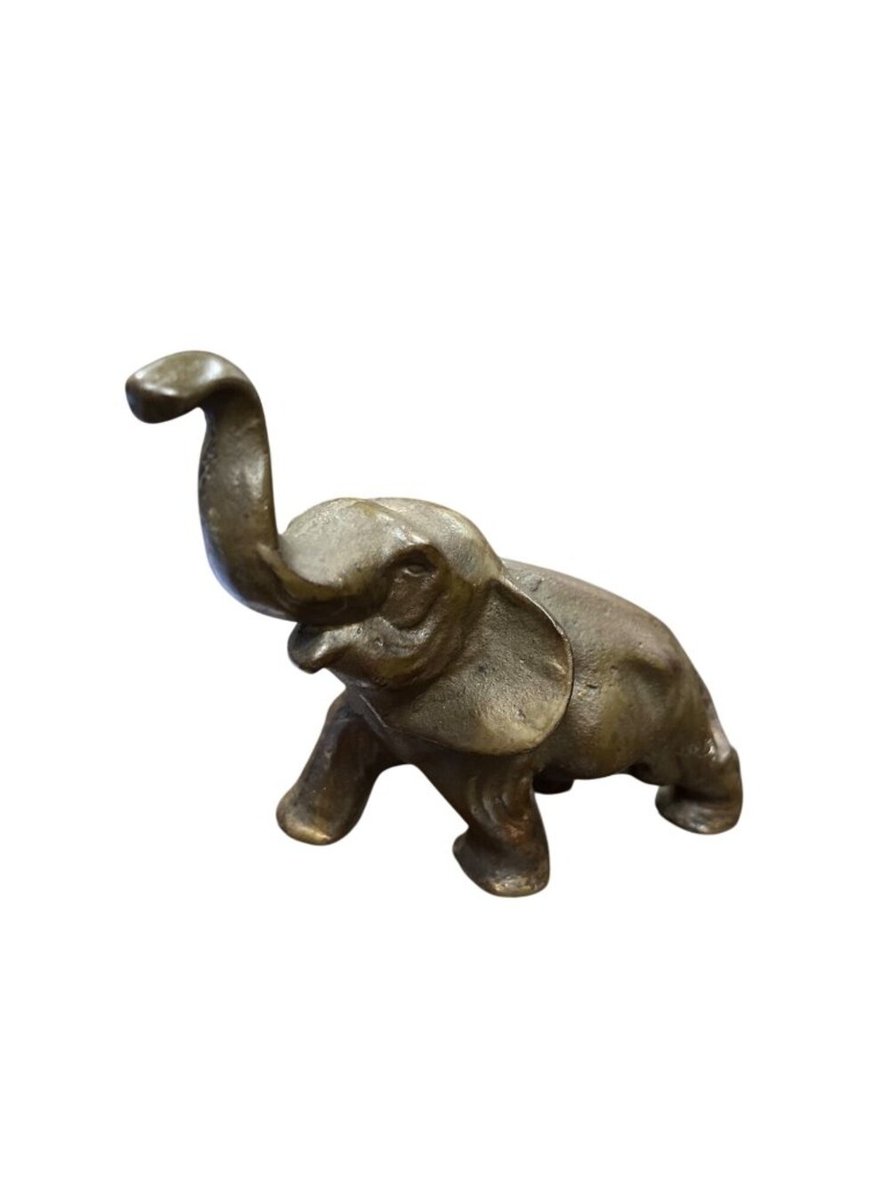 Vintage Solid Brass Elephant Figurine With Trunk Up Decor Accent SKU 10-027